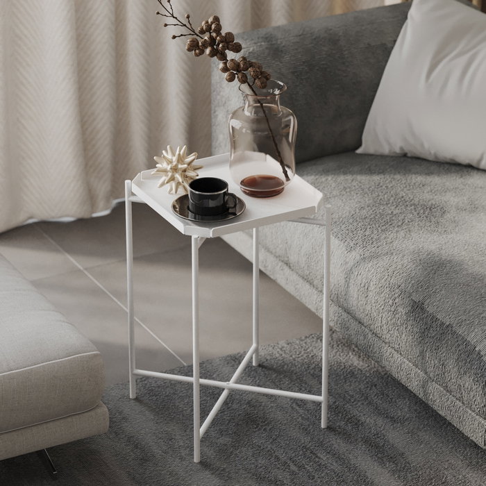 Hanah Home Shb-008-B Mesa de centro metálica blanca Hanah Home Shb-008-B Mesa de centro metálica blanca